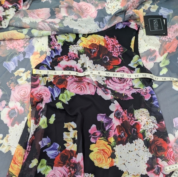 NWT Mac Duggal Ieena Floral Ruffle-Embellished Minidress Chiffon Cape Formal 2 - Picture 5 of 13